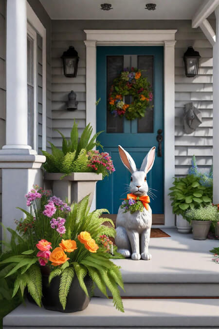 Easter rabbit front porch decorating ideas