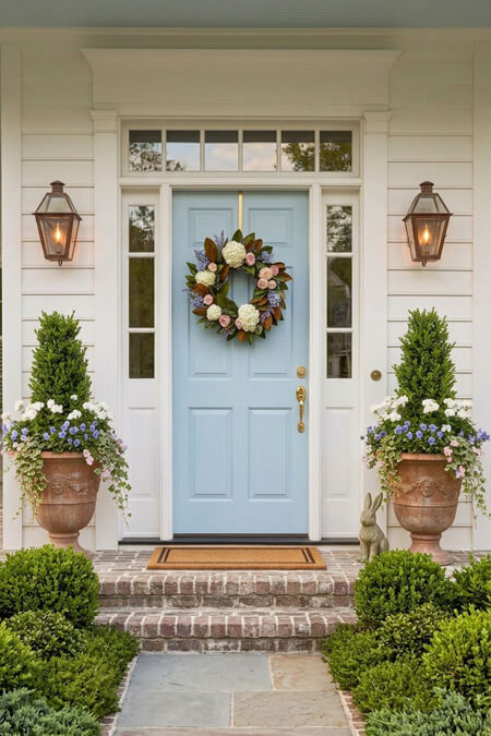 flowers on a front porch