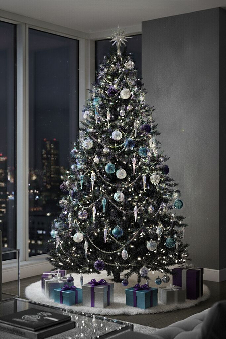 Black and silver modern Christmas tree