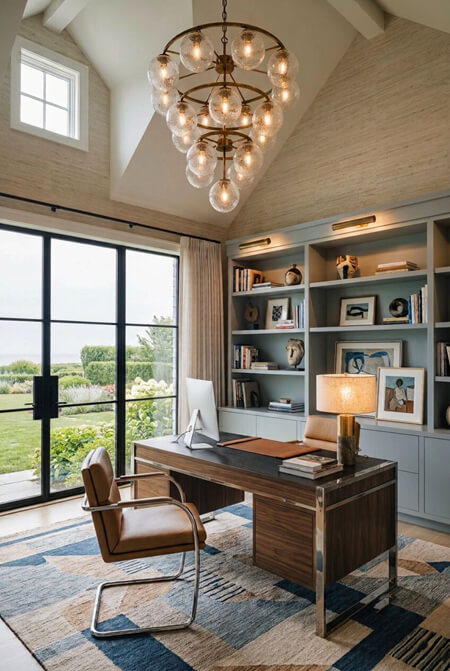 home office tall ceiling