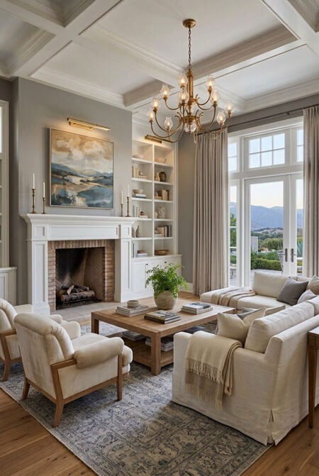 Living room with gray walls