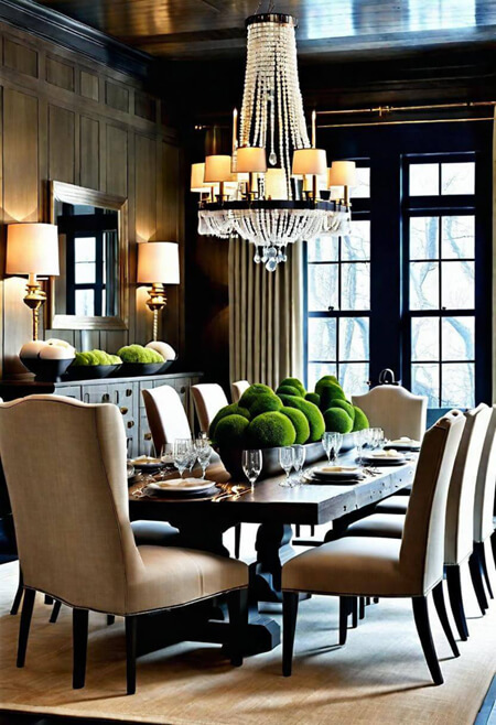 2 crystal chandelier traditional dining room gray walls