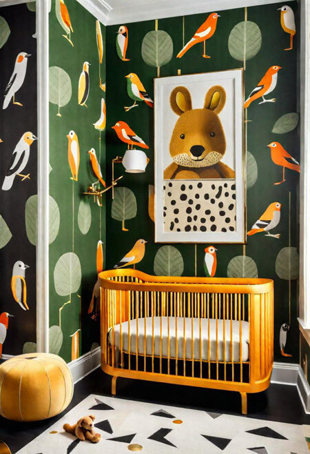 bird wallpaper baby nursery