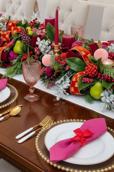 Christmas pink and red decor