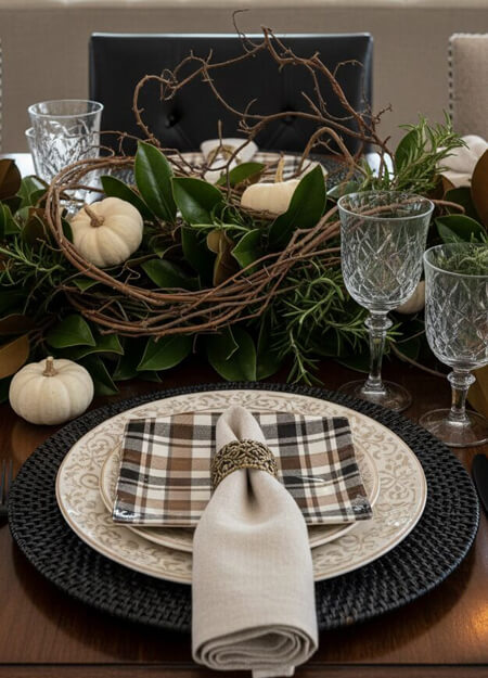 Neutral Thanksgiving tablescape