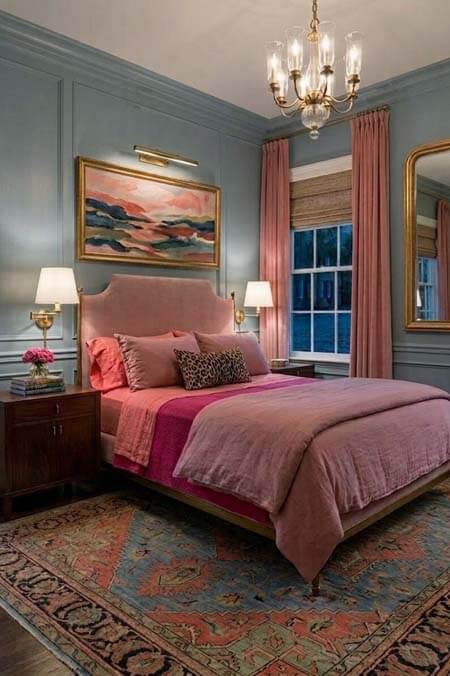 blue and pink bedroom