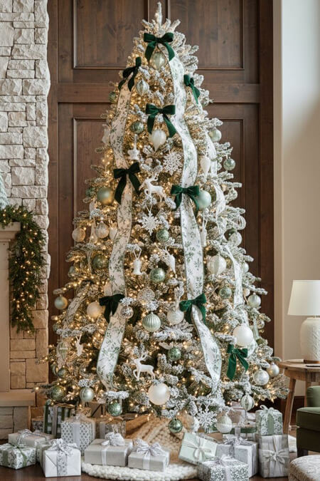 Unique modern blue and gold Christmas tree decorating ideas