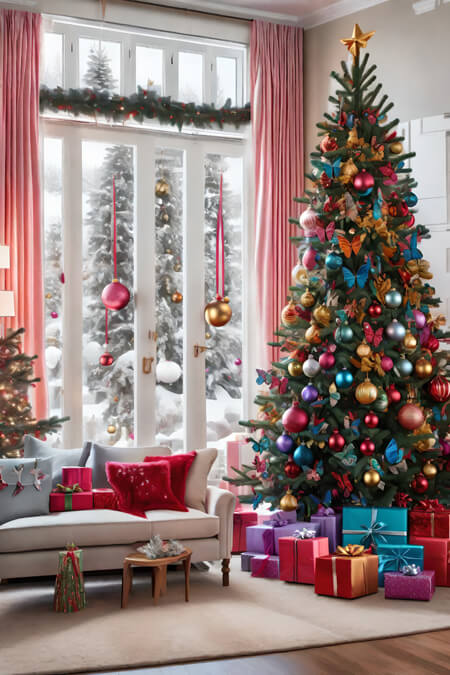 Christmas Tree with Butterflies