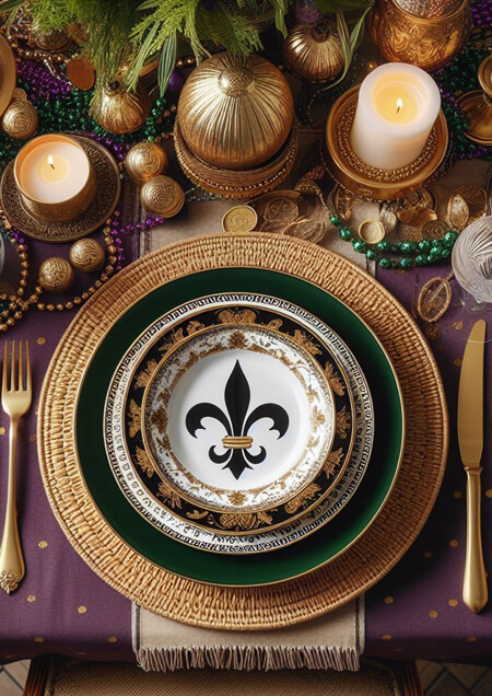 Mardi Gras Fleur de Lis Dinner Plate