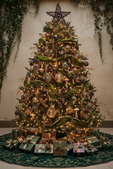 Garden themed rustic Christmas tree