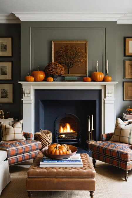 fall lighting fireplace candles living room