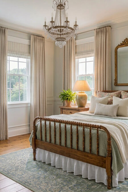 A Clean, Uncluttered, Modern Shabby Chic Bedroom - AI-assisted image | Human-edited modern shabby chic bedroom