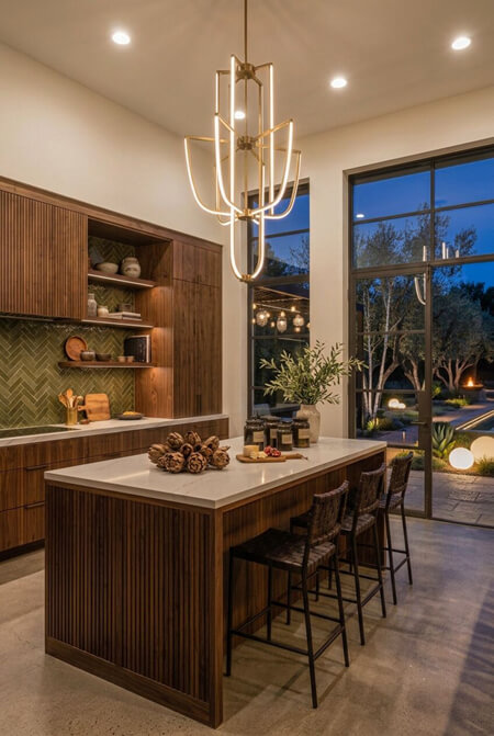 Kitchen with tall ceiling