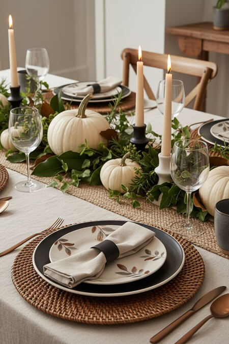 Neutral Thanskgiving tablescape