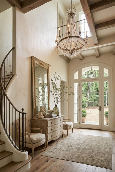 Traditional neutral foyer