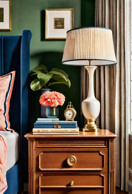 How to decorate the top of a nighstand