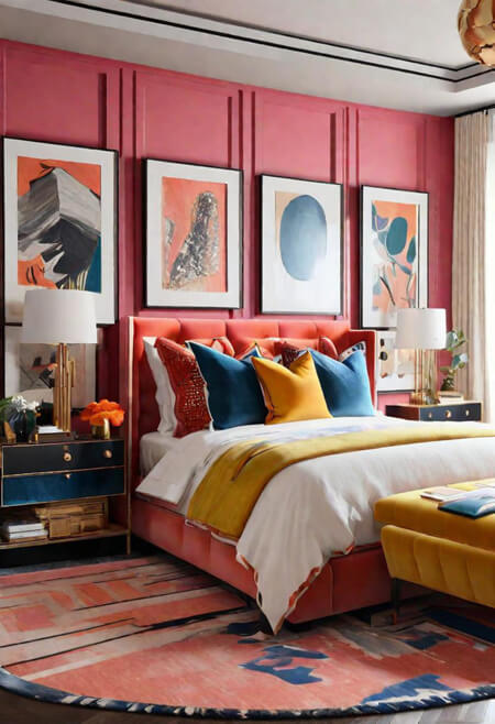 Bedroom with bright and bold colors