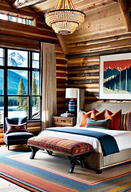 modern log cabin bedroom decorating ideas