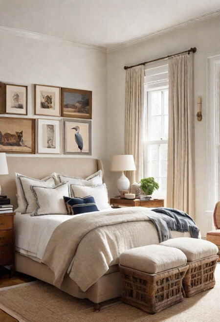 Traditional eclectic neutral bedroom decorating ideas