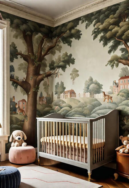 mural in a baby nursery