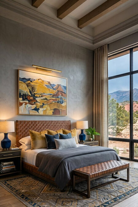 Bedroom with gray and yellow