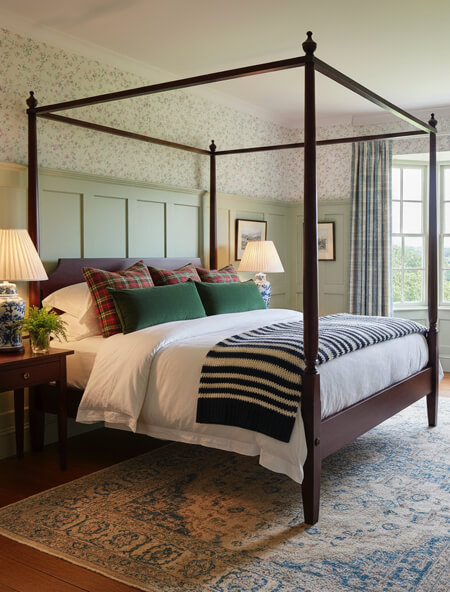 english country bedroom with canopy bed