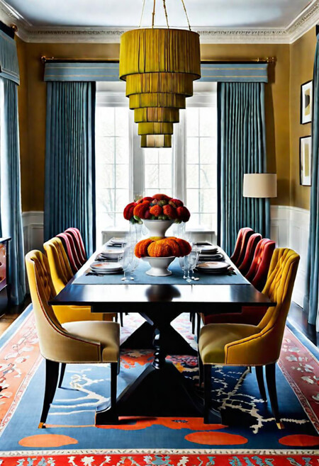 6 light fixture dining room gold red blue