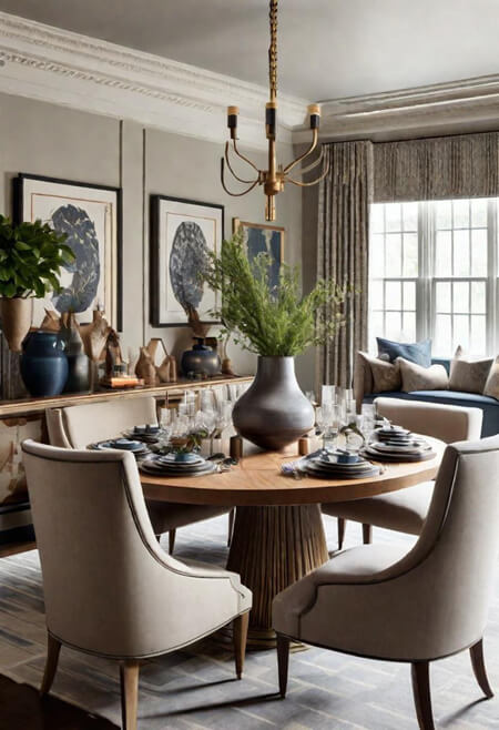 Neutral designer dining room