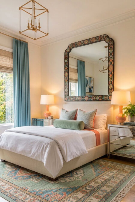 soft green blue bedroom