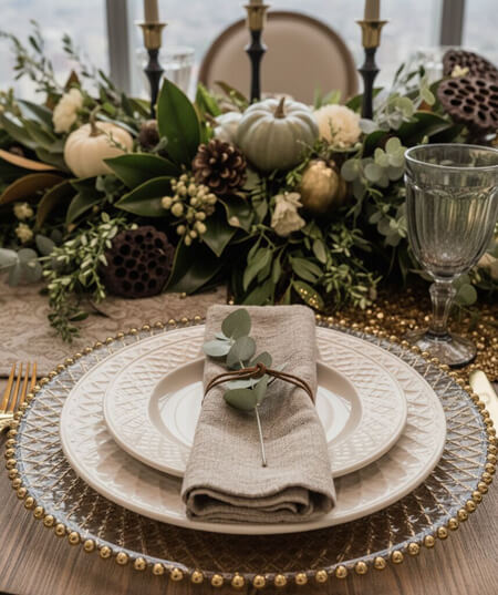 Neutral Thanksgiving tablescape