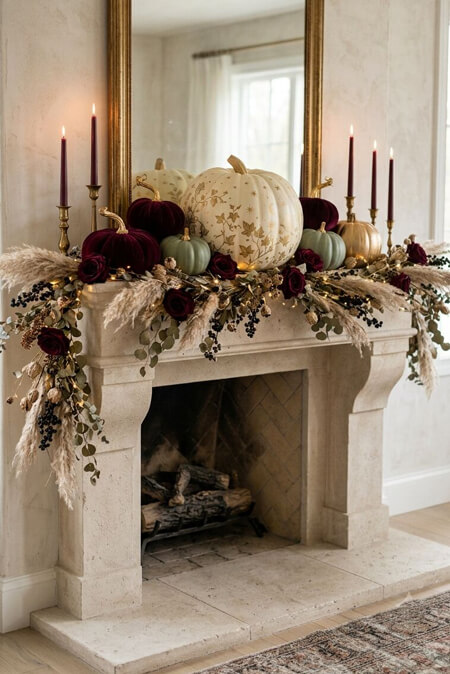 Light and Bright Halloween Mantel