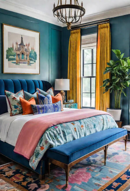 Maximalist colorful bedroom