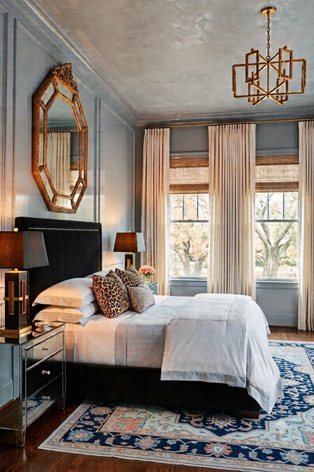 dramatic black gray bedroom
