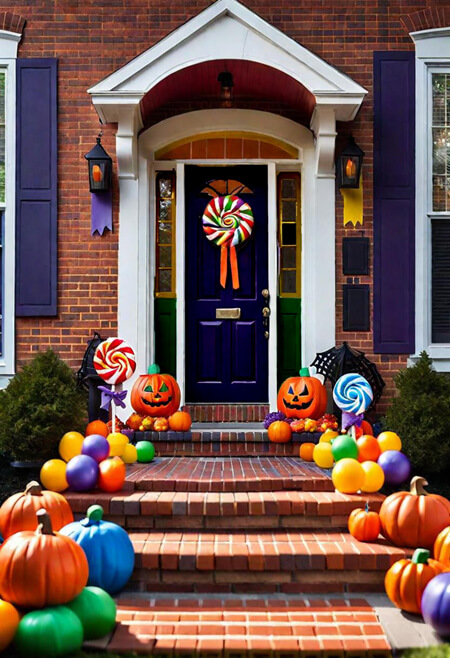 Candy Land Halloween porch decorations