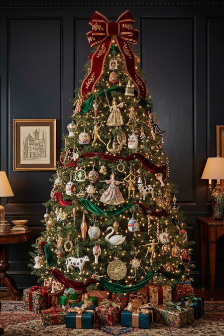 12 Days of Christmas decor on a Christmas tree