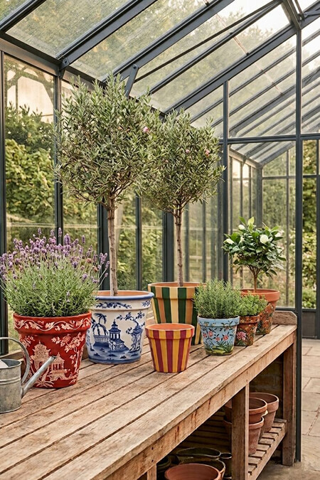 painted clay pots
