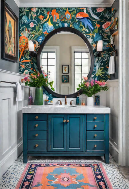 Maximalist colorful bathroom