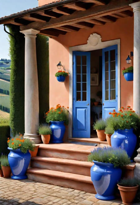 Painted terracotta pot