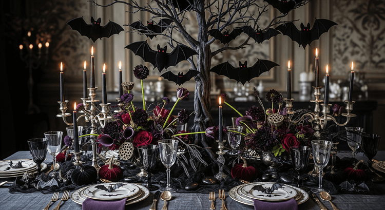 bats halloween tablescape