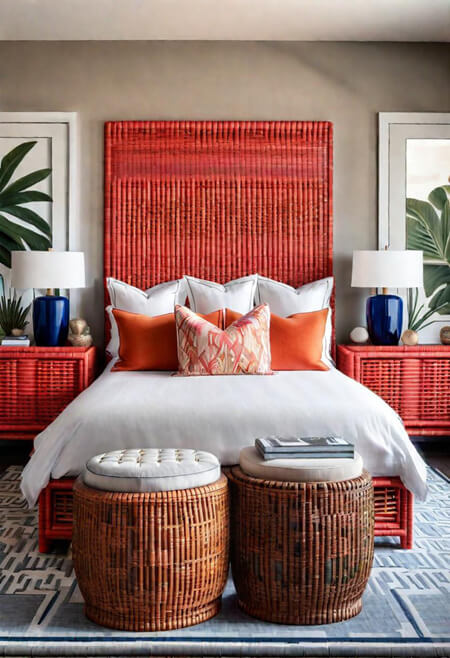 bedroom pink wicker furniture