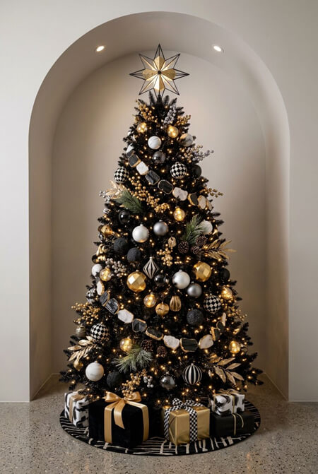 black gold Christmas tree