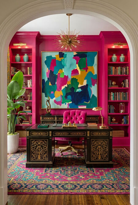 bold color unifying home office