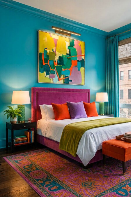bold color unique bedroom