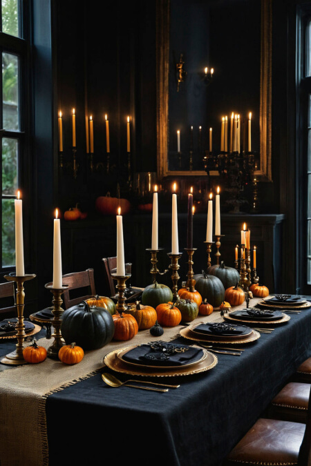 colorful gourds halloween tablescape