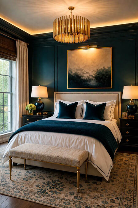 dark blue modern bedroom