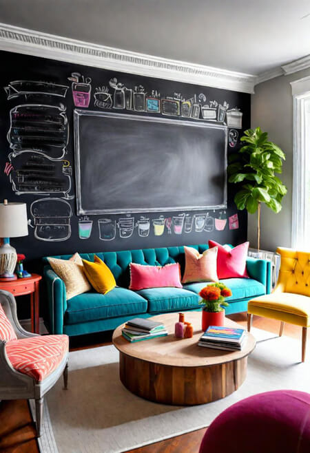 chalkboard wall in a living room