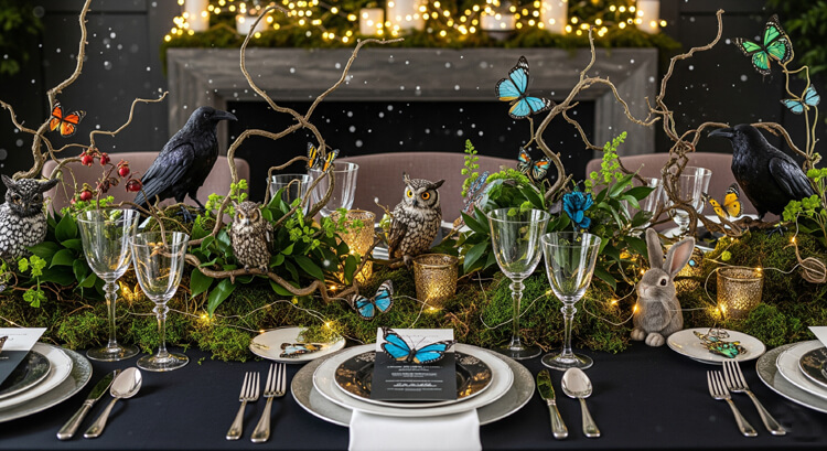 enchanted woodland creature tablescape