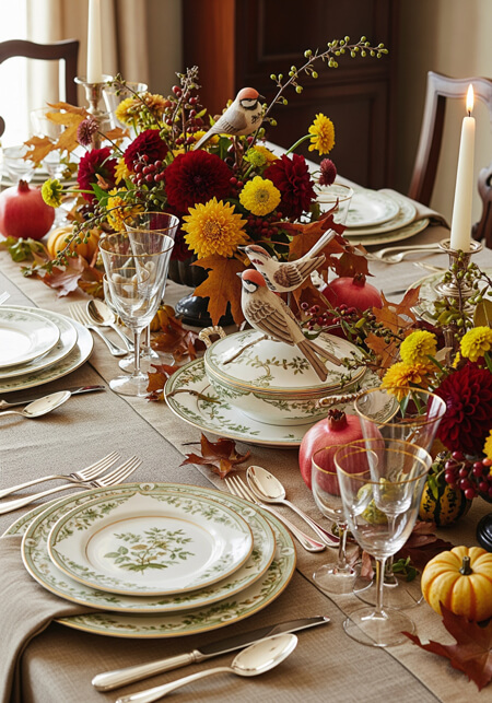 fall tablescape dishes