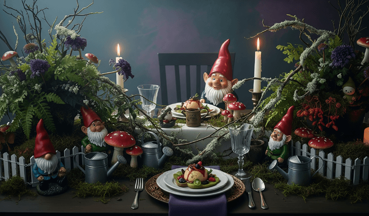gnome halloween tablescape