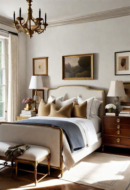 gray beige wall trim bedroom